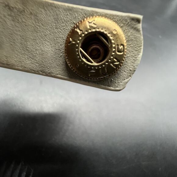 Yik Fung Rhinestone Studded Love White Leather Wrap Bracelet Snap Closure - Picture 3 of 11